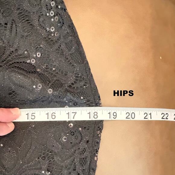 Vtg 90s Bling Goth Dark Fairy Black Sexy Sequin Mermaid Maxi Skirt Stretch 6 - Picture 9 of 9